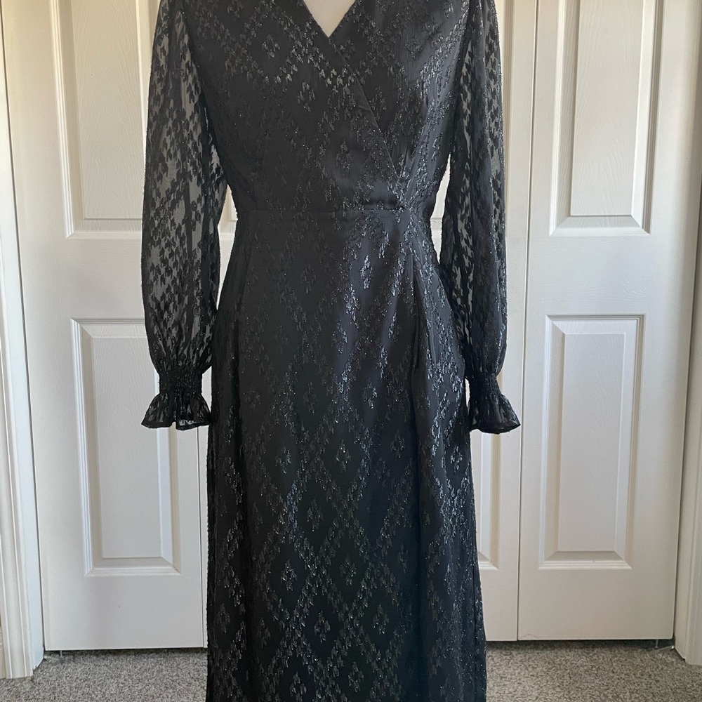 T Tahari black midi dress